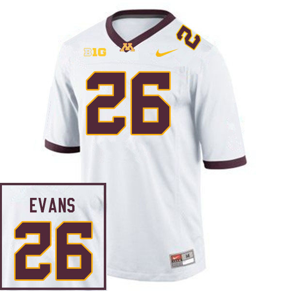 Men #26 Zach Evans Minnesota Golden Gophers College Football Jerseys Sale-White - Click Image to Close
